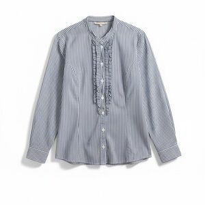 Catherine Rifiletti blue and white shirt